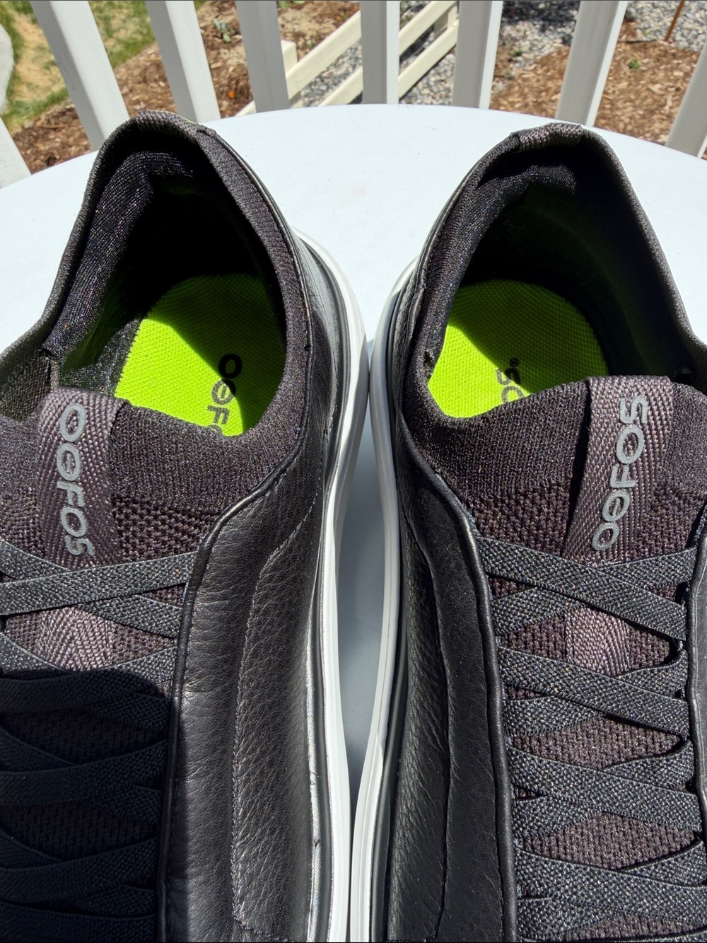 OOFOS Club+ Leather Slip-On Sneakers In Black/White-Sz 10 - Picture 8 of 14